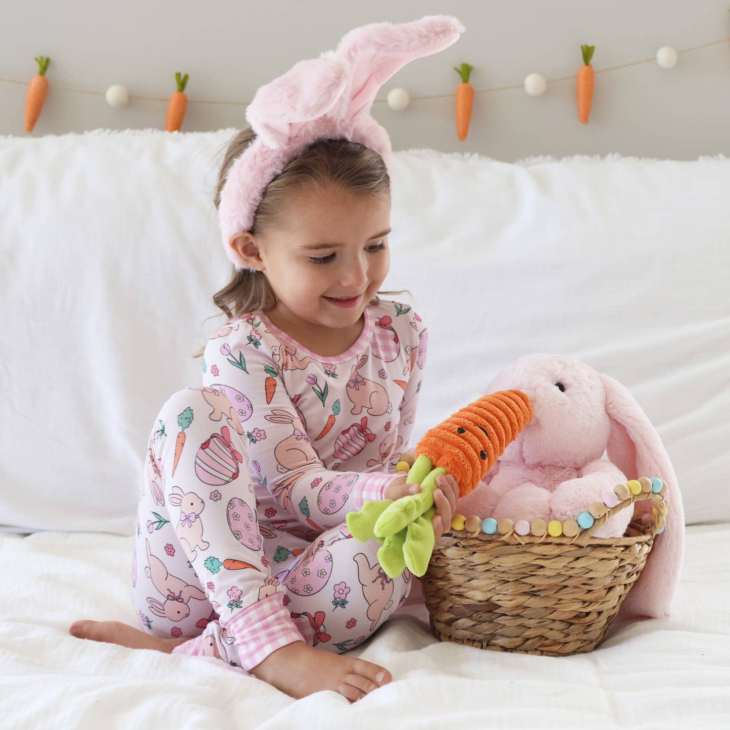 Hoppy Spring Two Piece Pajama Set | Pink
