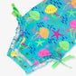 Baby Girls Neon Jelly Time Long Sleeve One Piece Rash Guard Swimsuit with Signature Rear Ruffles