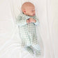 Peter Pan Collar Zipper Footie // Moss Gingham