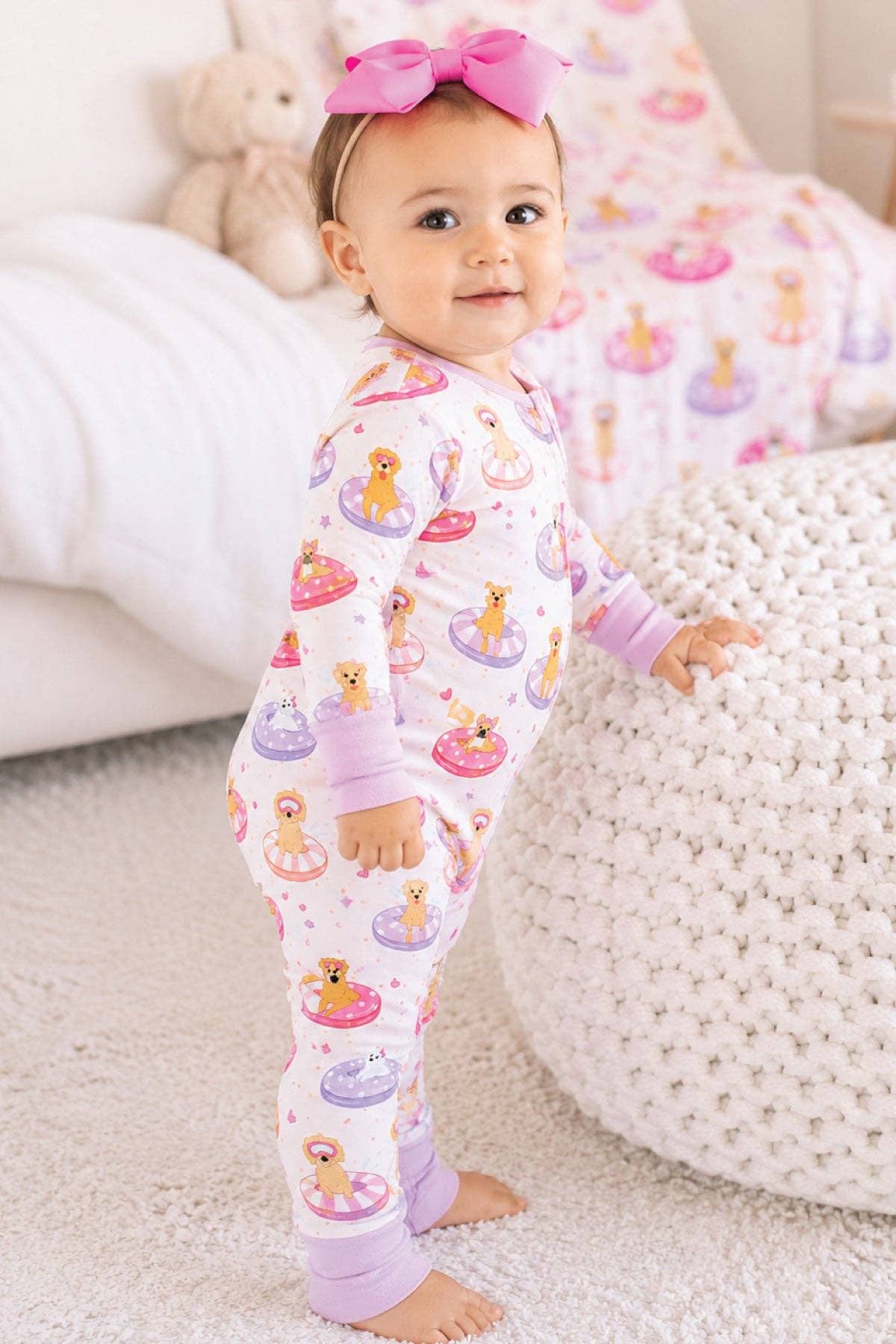 Convertible Zip Romper | Poolside Pups Pink
