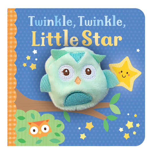 Book cover of 'Twinkle, Twinkle, Little Star' with a plush owl and star on a blue background