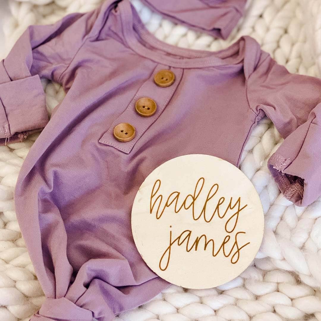 Purple baby outfit with buttons