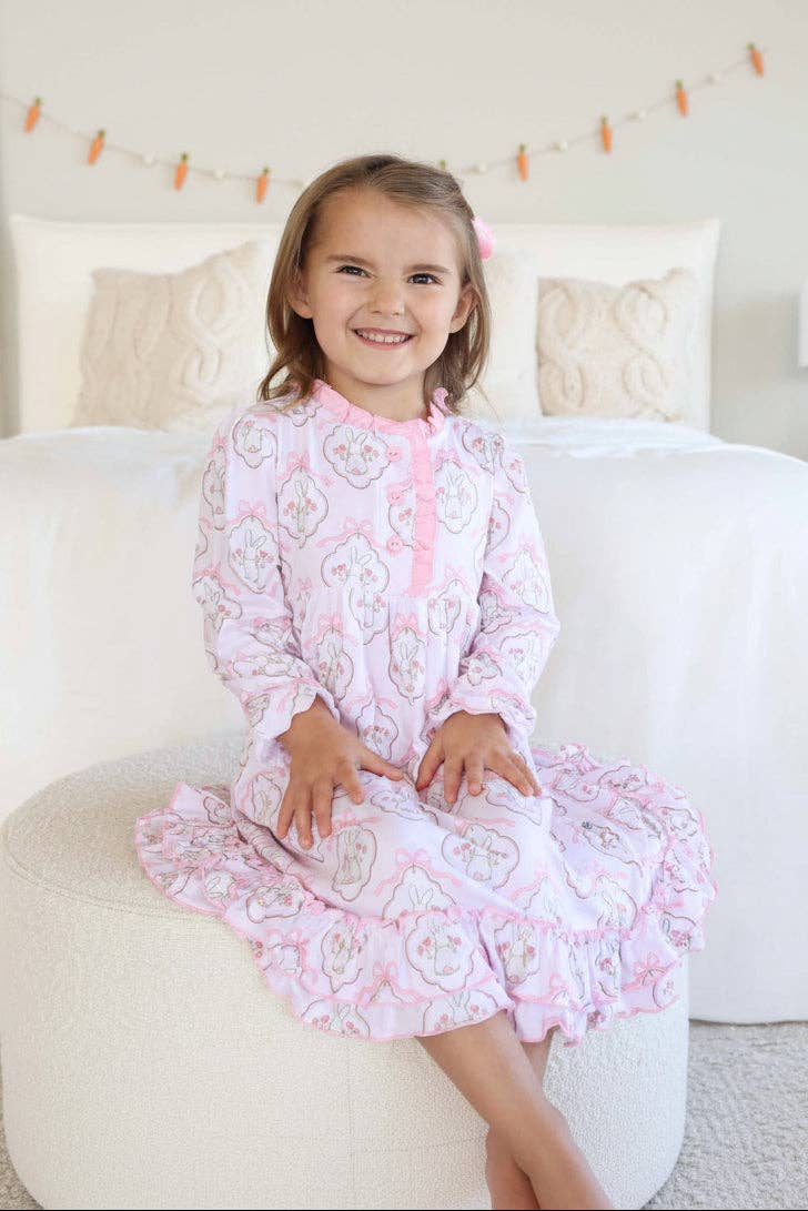 Long Sleeve Princess Ruffle Nightgown | Cottontail Couture