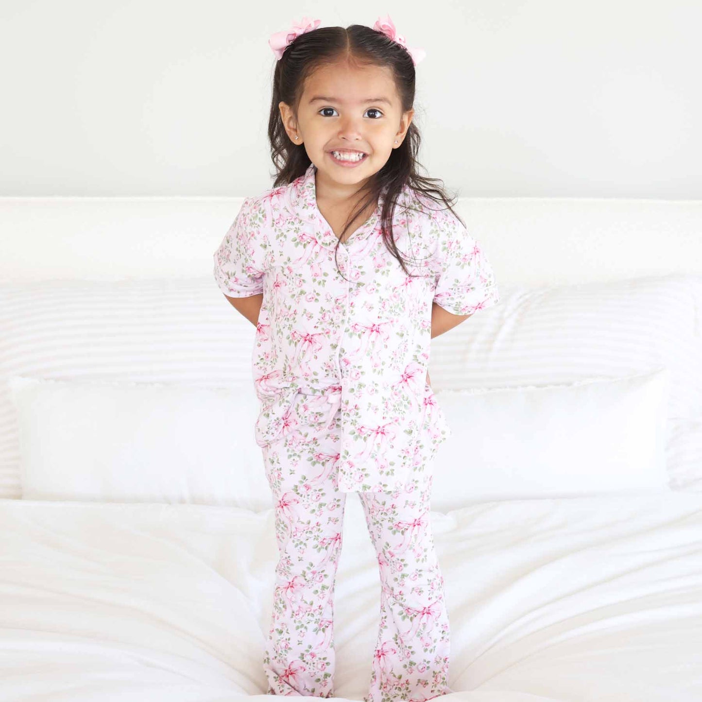 Girl's Two Piece Flare Lounge Set | Bows in Bloom