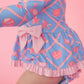 Baby Girls Tropical Trellis Long Sleeve One Piece Bow Peplum Rash Guard Swimsuit with Signature Rear Ruffles