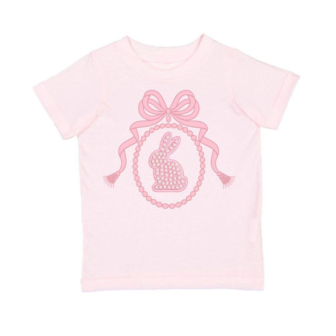 Bunny Locket Pearl Patch Easter Short Sleeve T-Shirt - Kids