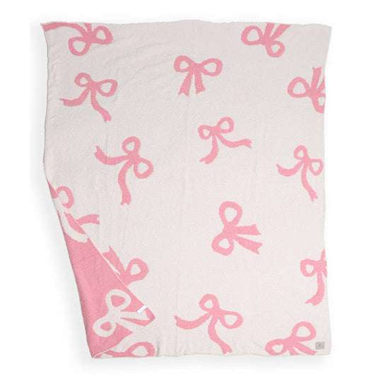 Pink Ribbons / Bows Reversible Throw Blanket