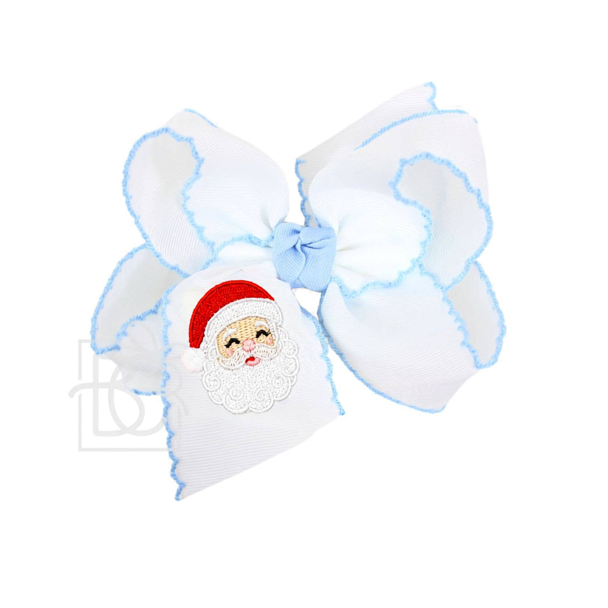 EMBROIDERED SANTA CROCHET EDGE BOWS