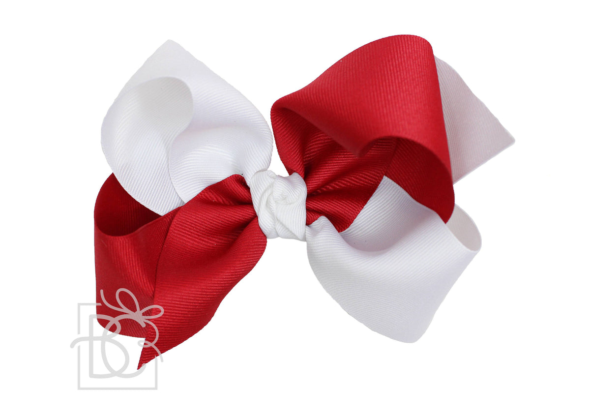 Crisscross Grosgrain Bow (Red & White)