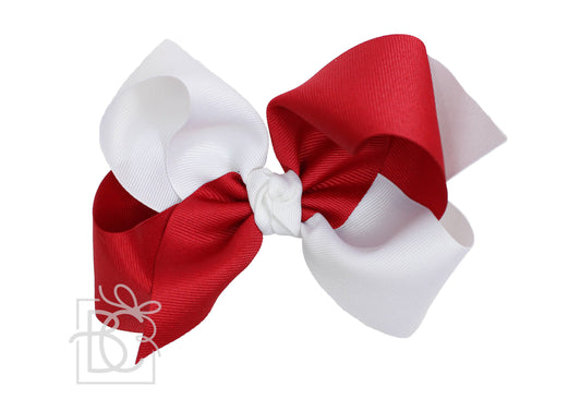 Crisscross Grosgrain Bow (Red & White)
