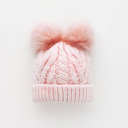 Blush Pink Fluffer Beanie Hat Baby & Kids