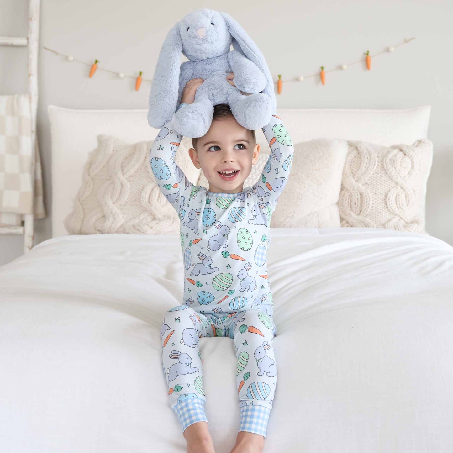 Hoppy Spring Two Piece Pajama Set | Blue