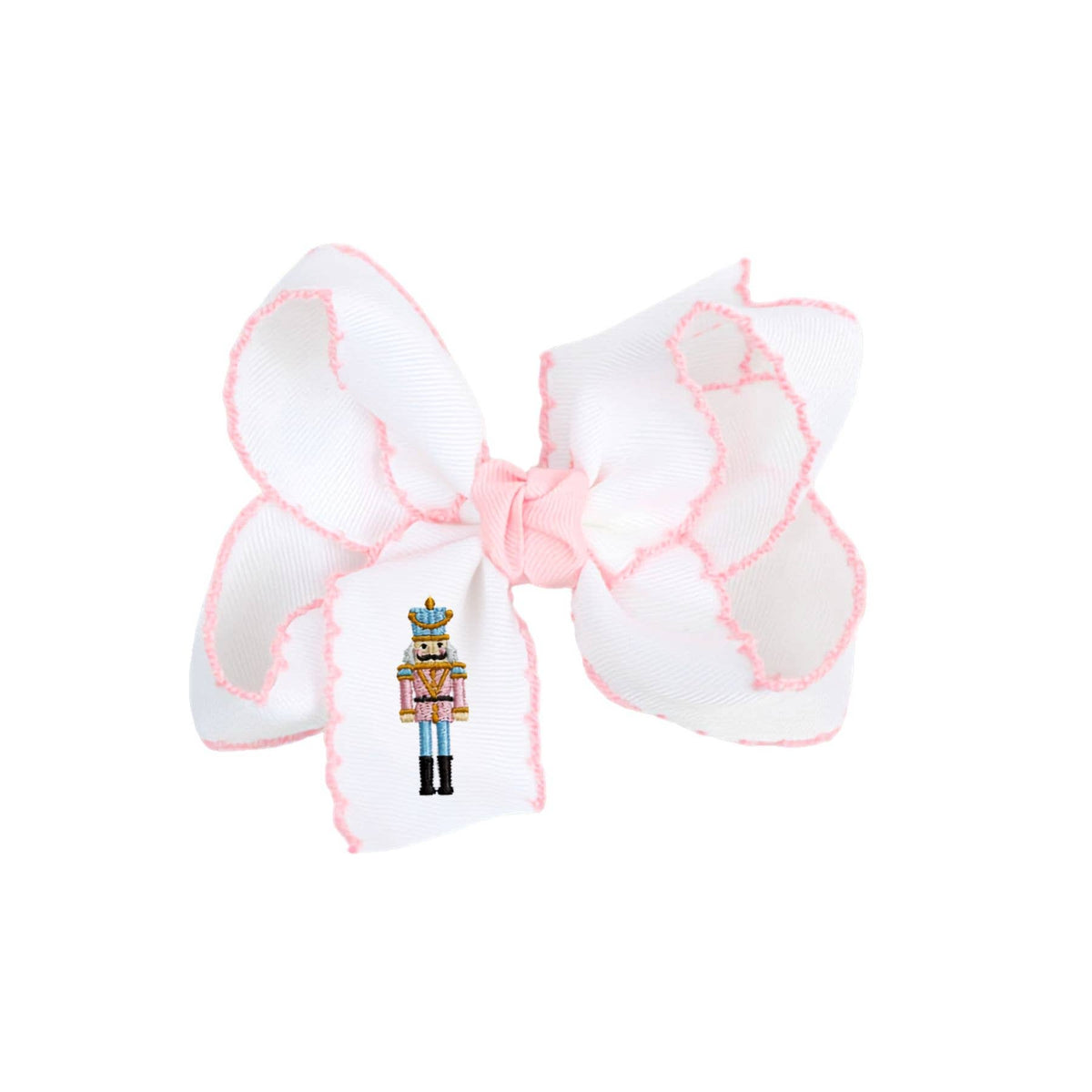 Embroidered Nutcracker Crochet Edge Hair Bow