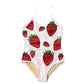One-piece swimsuit with strawberry pattern