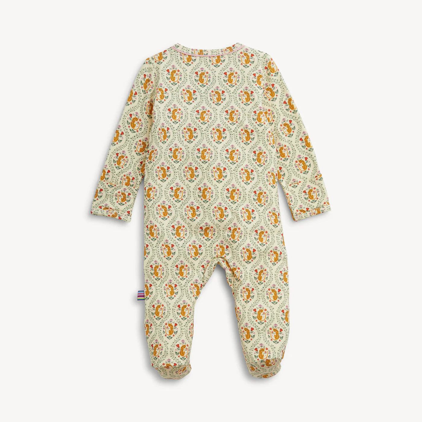 Baby onesie with a pattern on a white background