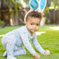 Bunny Footie Pajamas on Blue 