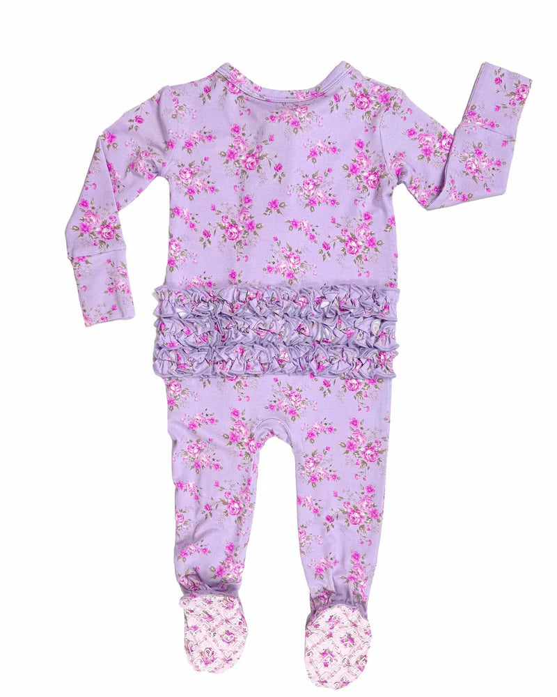 Sylvie Ruffled Ruffled Zippered Footie