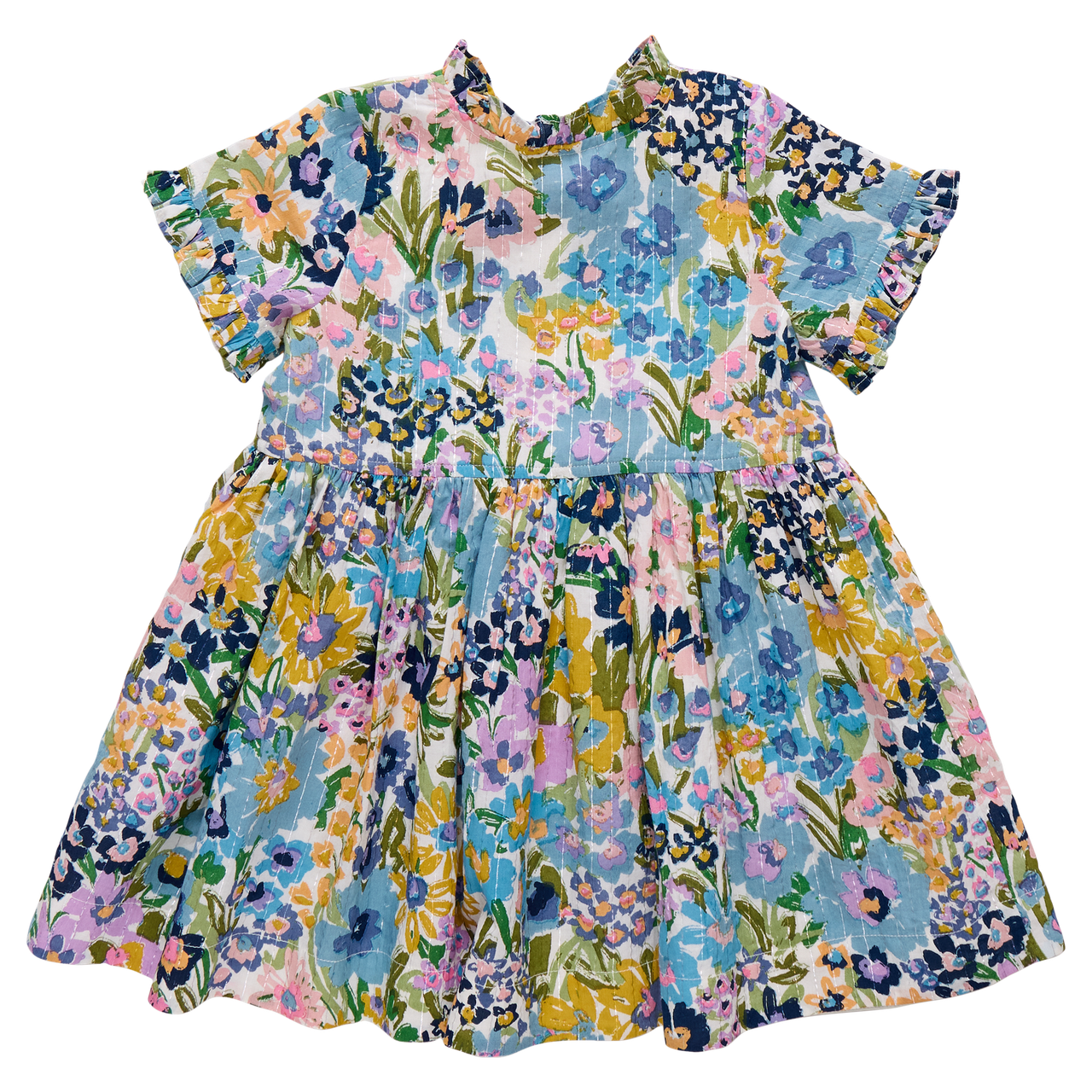 Girls Autumn Dress // Blue Large Stretch Floral