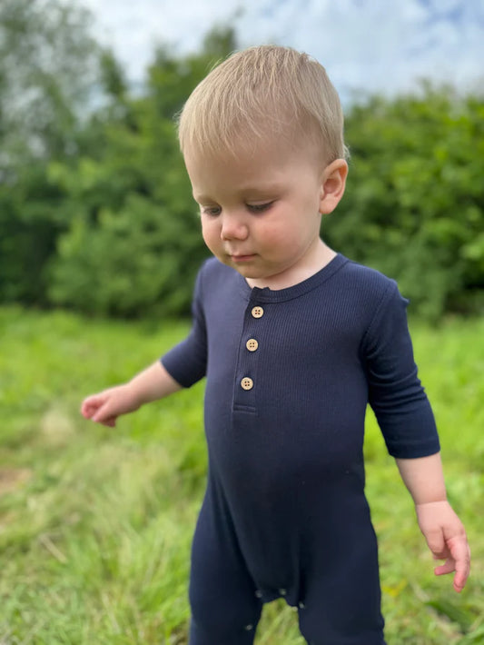 Mason Ribbed Romper // Navy