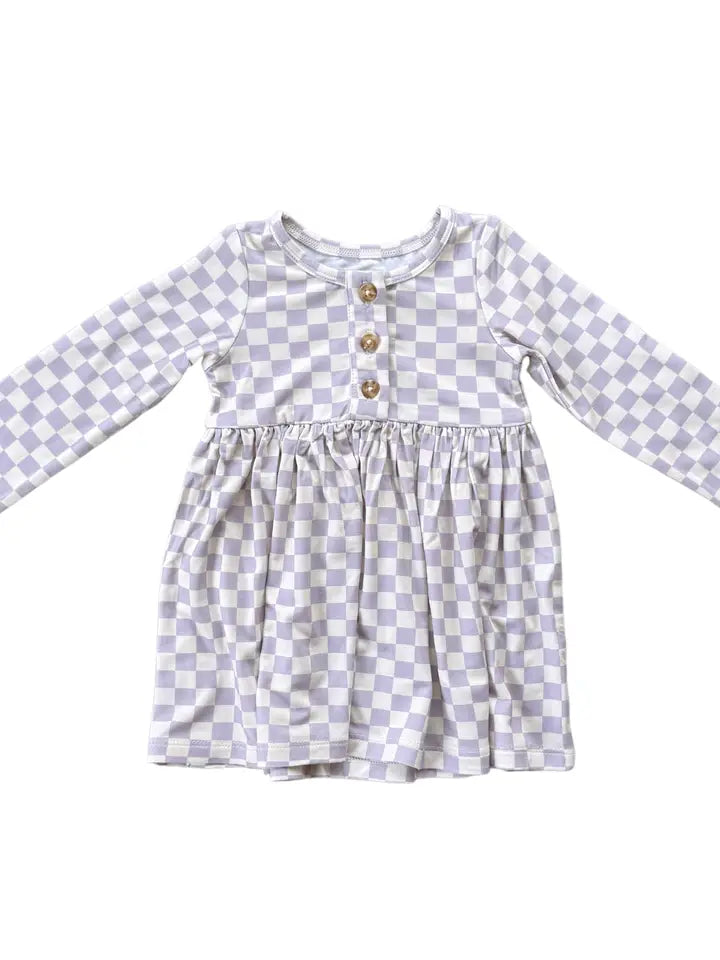 Lavender Cloud Checkered Dress Set