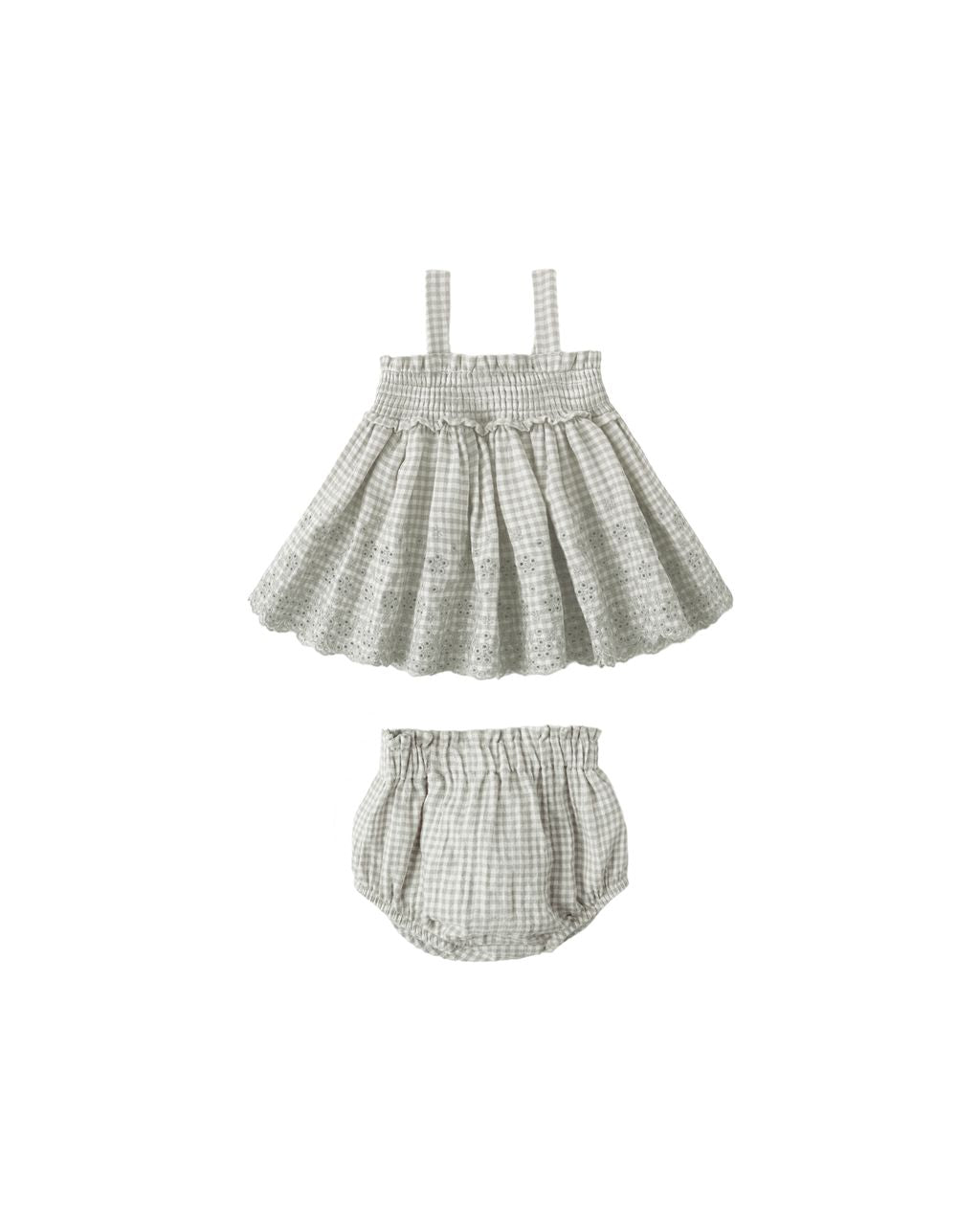 Sage Green Gingham Dress with Bloomers