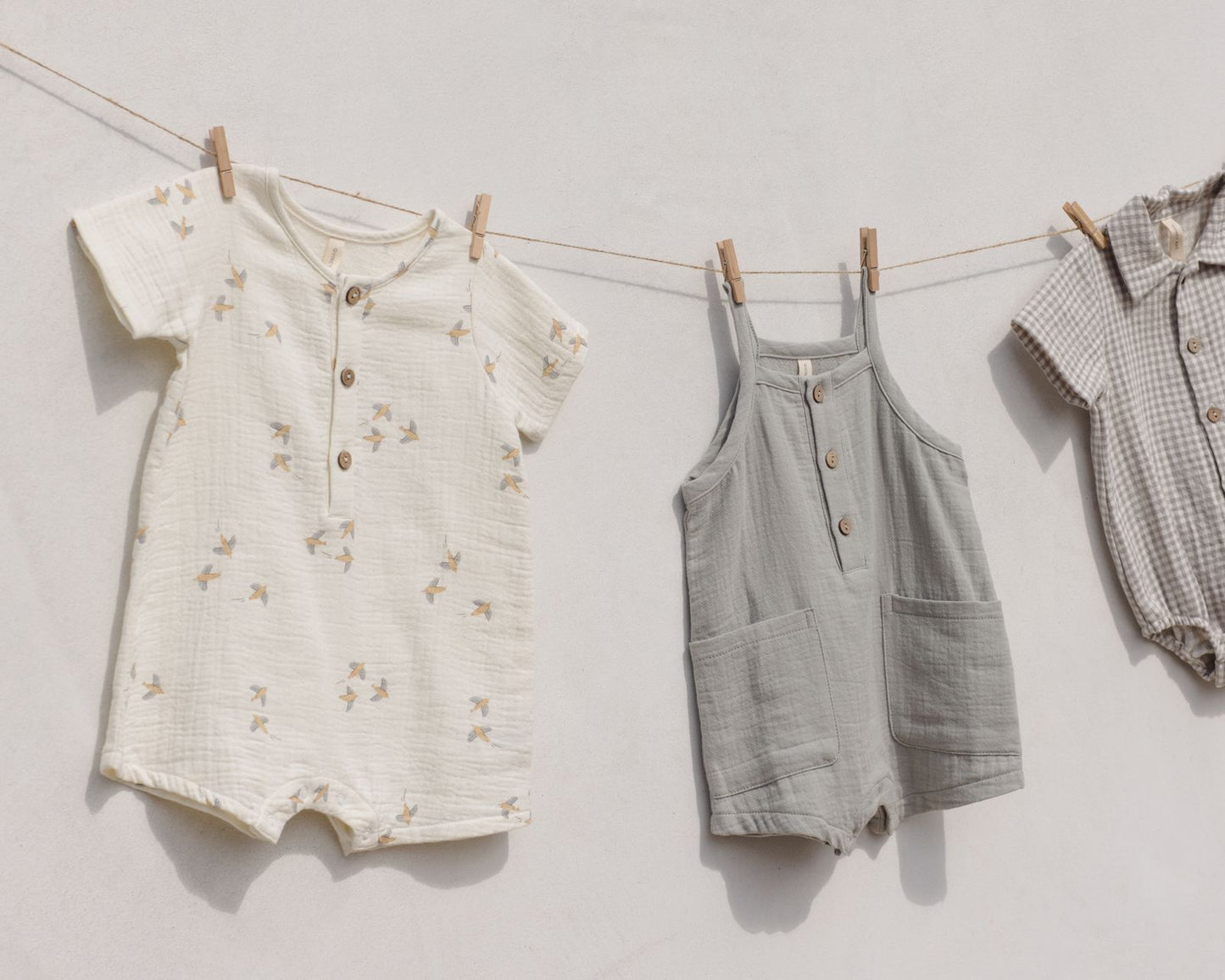 Short Sleeve Woven Romper // Birds