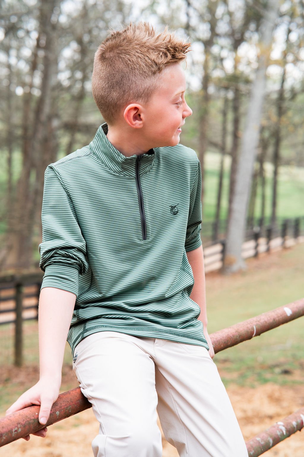 Green Stripe Performance 1/4 Zip
