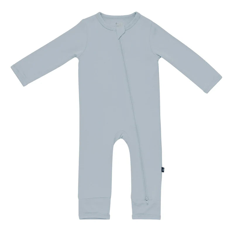 Light blue baby romper with zipper closure