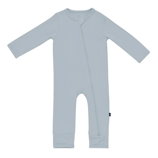 Light blue baby romper with zipper closure