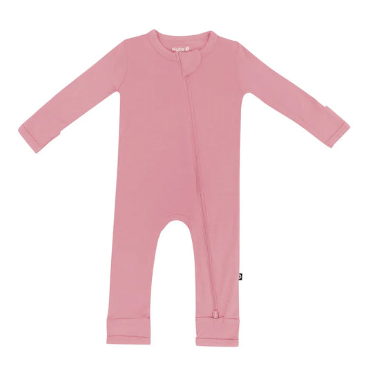 Pink baby romper with zipper closure