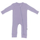 Purple baby romper with zipper closure