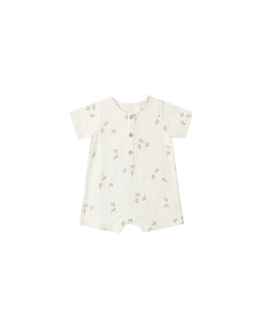 White baby romper with Bird small patterns 