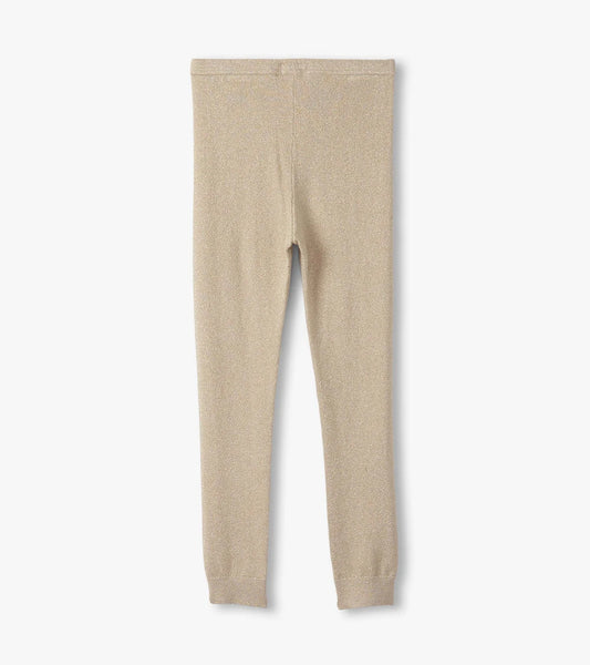 Gold glitter tights on a white background