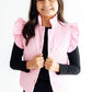  pink and white gingham puffed sleeve vest