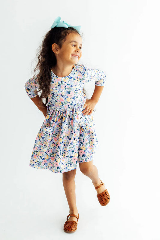 Mila Rose Fall Floral 3/4 Sleeve Pocket Twirl Dress