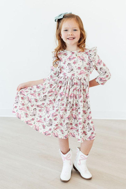Floral western dress with girlie bows