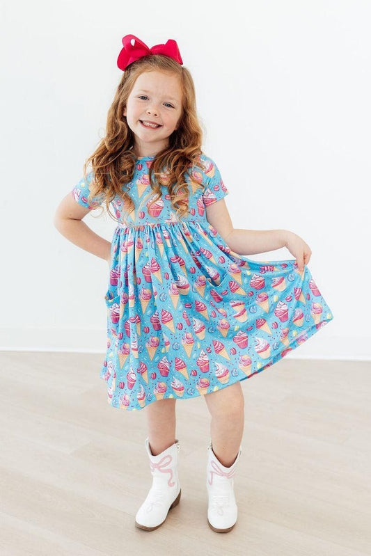 Turquoise Dress with Colorful Ice Cream Cones