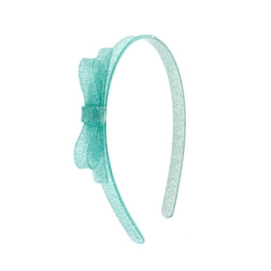 Thin Bow Headband // Light Mint Glitter