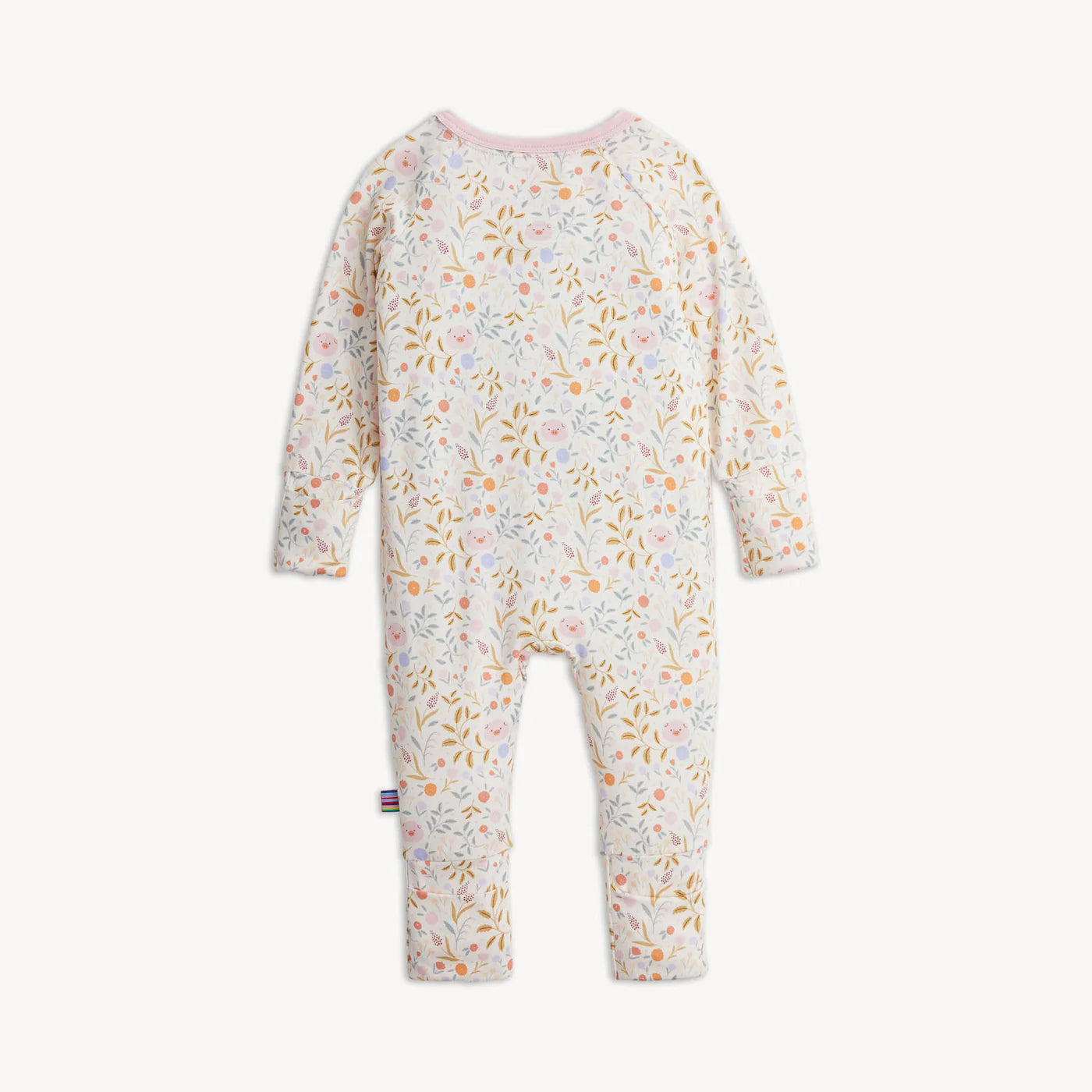 Floral-patterned baby onesie on a white background