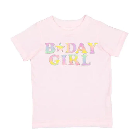 Pastel Rainbow Birthday Girl Patch Short Sleeve T-Shirt
