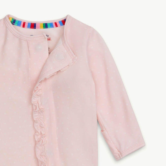 Pin Dot Pink Modal Magnetic Footie with Ruffles