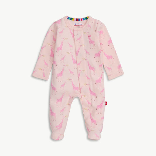 Pink Jolie Giraffe Organic Cotton Magnetic Footie