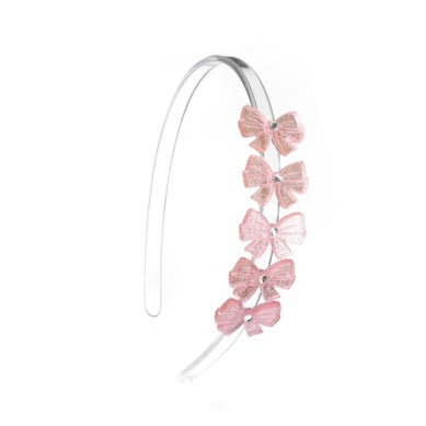 Headband with pink glittery bows 