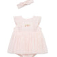 Pink baby romper with ruffles and a matching headband 
