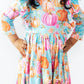 Preppy Pumpkins 3/4 Sleeve Ruffle Twirl Dress