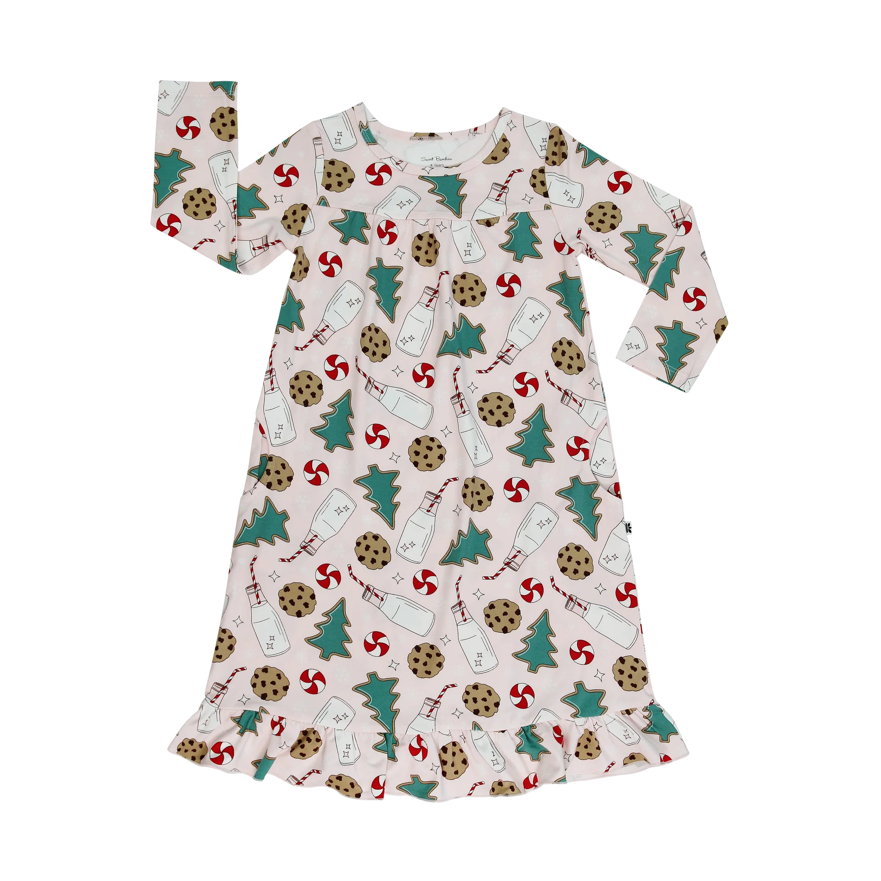 Santa cookie pajama gown in pink