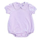Lavender baby romper with ruffled collar 