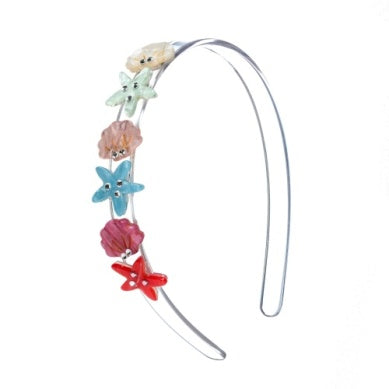 Decorative headband with colorful starfish and seashell designs