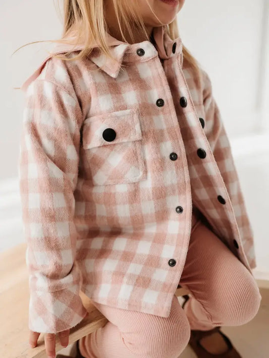 Hooded Shacket // Misty Rose Plaid