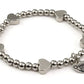 Silver Heart Stretch Beaded Bracelet